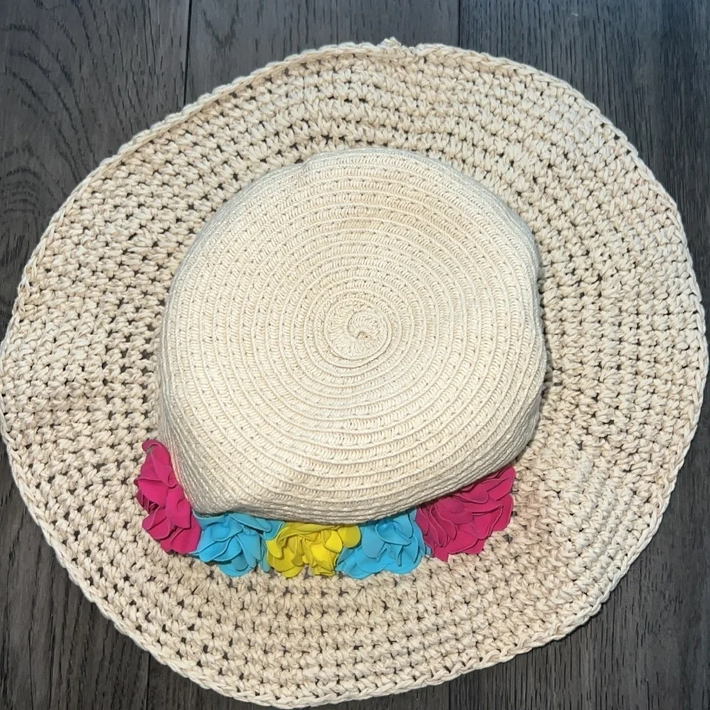 Koala kids floral floppy straw like beach hat